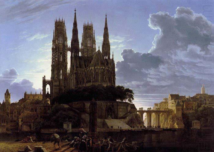 Medieval Town by Water after 1813, Karl friedrich schinkel